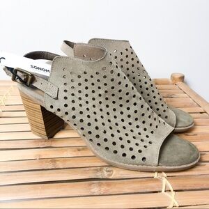 NWT Sonoma Open Toe Sling Back Heeled Booties
